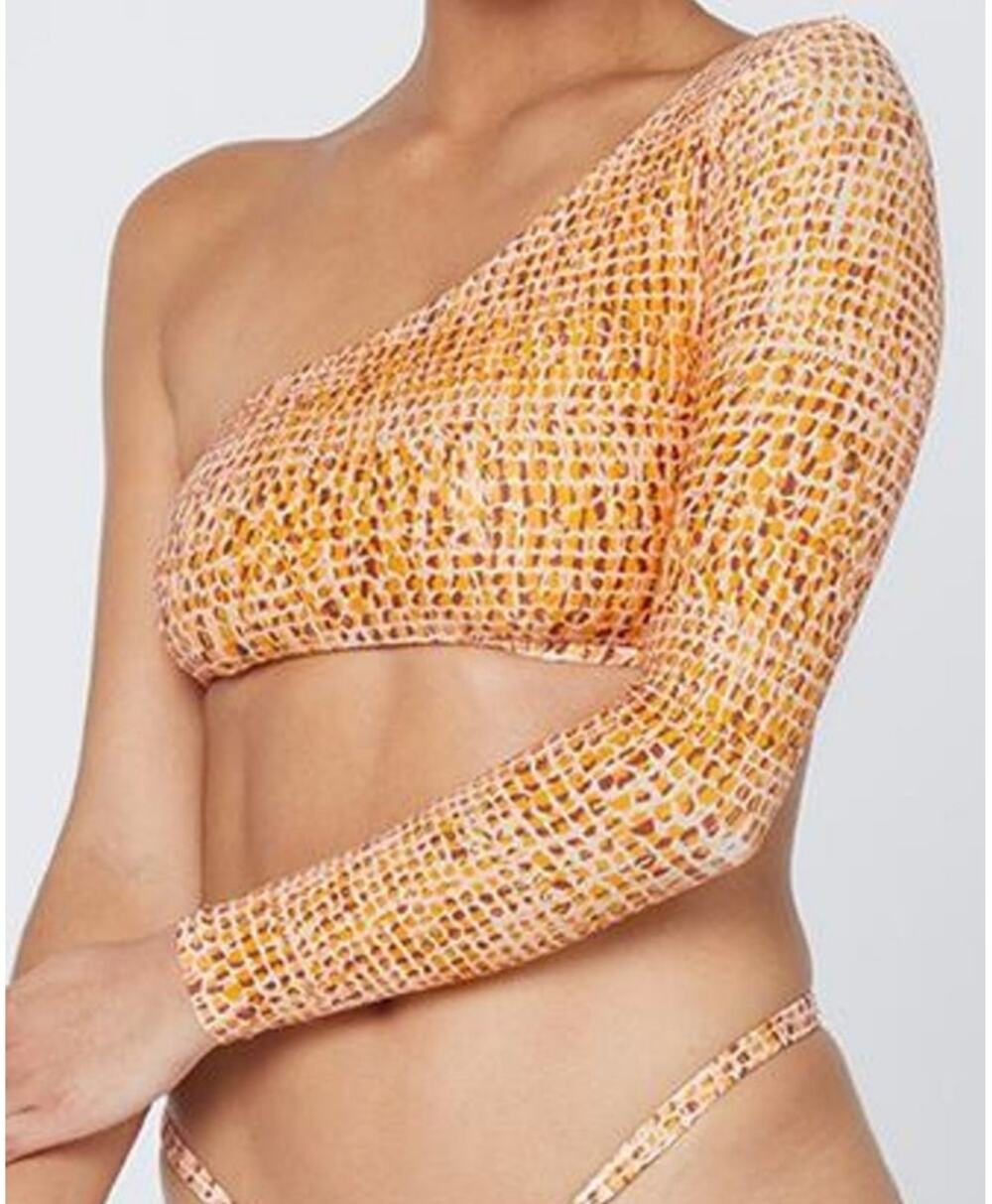 L*Space Cardi Rashguard Top in Wild Bunch Orange Medium One Sleeve NWT